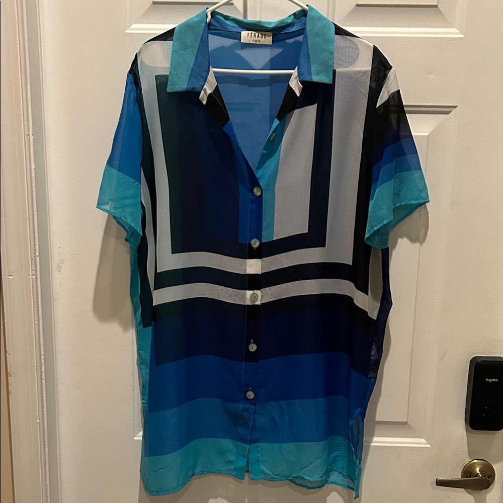 Men's Multicolor Geometric Button Down Shirt